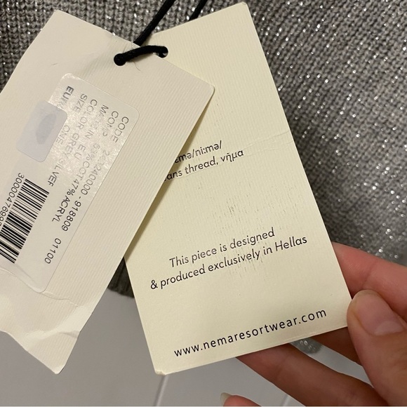 NWT Nema Greece Resort Wear Knit Metallic Silver Crop Top Vacation Summer tank - Picture 8 of 11